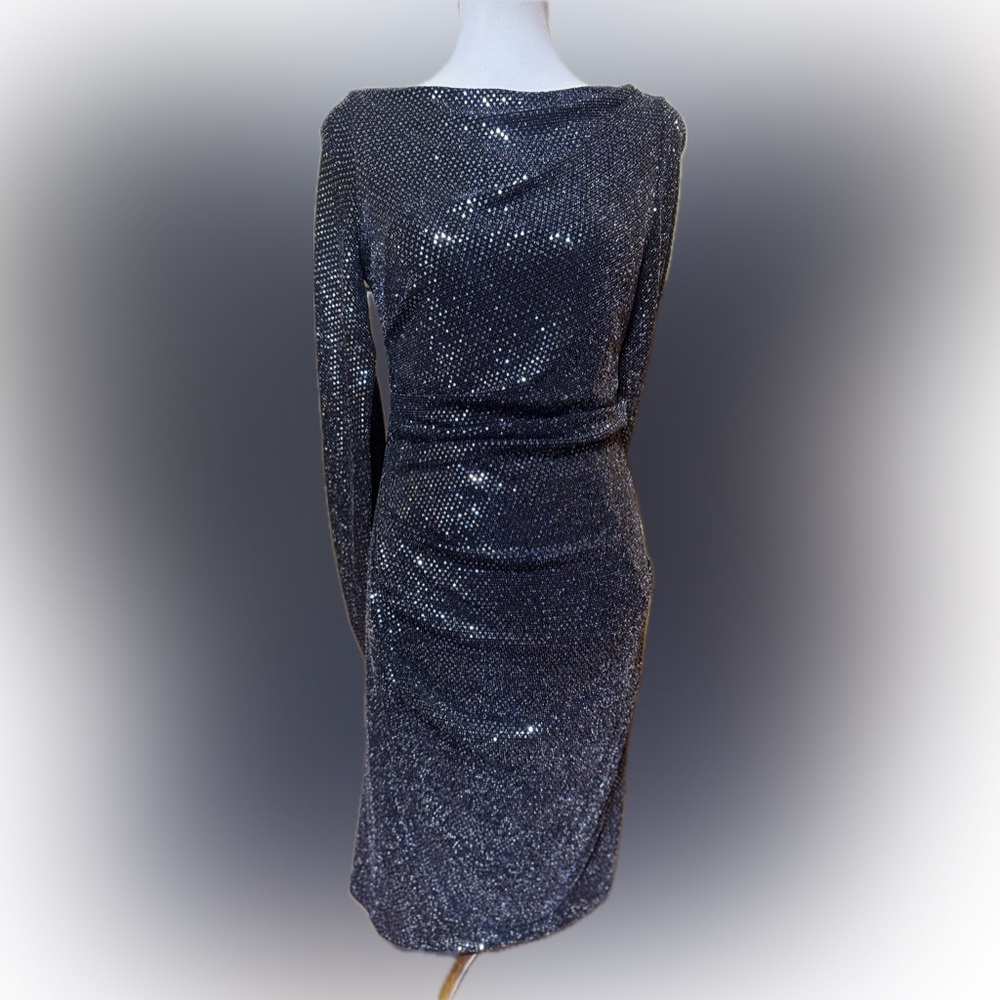R&M Richards Glittering Long Sleeve Dress